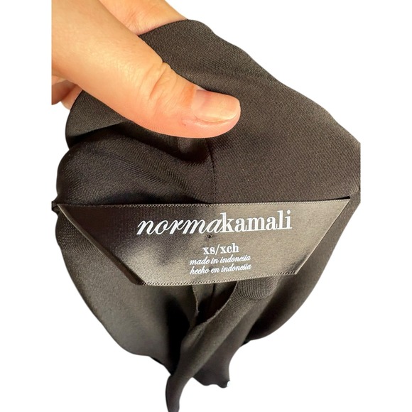 Norma Kamali Black Faux Wrap Gathered Side Drape L/S Knee Length Dress -XS - Picture 7 of 7